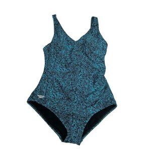 Speedo teal and black one piece swimsuit size 10